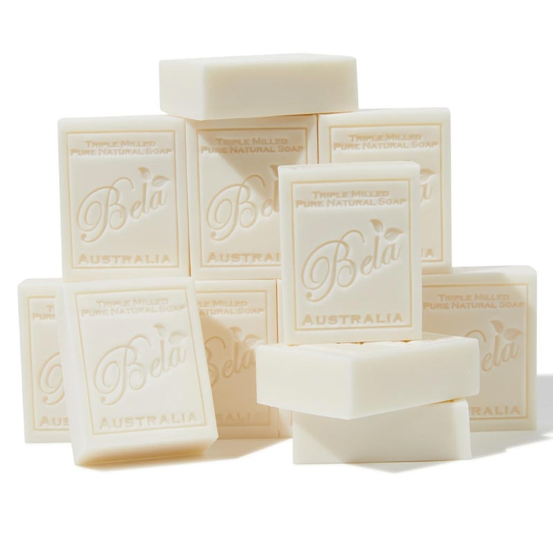 BELA Extra Creamy Goat Milk Soap 3.3 OZ Pack of 12, Long Lasting French Triple Milled Bar Soap Enriched with Organic Shea Butter, Hand, Face and Body Wash Bar, Made in Australia - Image 1